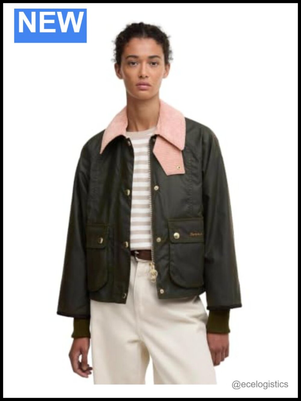 Waxed Cotton Cropped Jacket Water Repellent with Quilted Lining